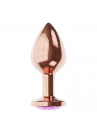 Пробка цвета розового золота с фиолетовым кристаллом Diamond Amethyst Shine S - 7,2 см. - Lola Games - купить с доставкой в Йошкар-Оле