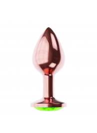Пробка цвета розового золота с лаймовым кристаллом Diamond Emerald Shine S - 7,2 см. - Lola Games - купить с доставкой в Йошкар-Оле