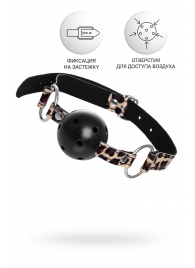 Черный кляп-шар на леопардовых ремешках Anonymo - ToyFa - купить с доставкой в Йошкар-Оле