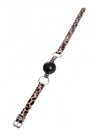 Черный кляп-шар на леопардовых ремешках Anonymo - ToyFa - купить с доставкой в Йошкар-Оле