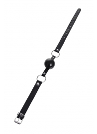 Черный кляп-шар на кожаных ремешках Anonymo - ToyFa - купить с доставкой в Йошкар-Оле