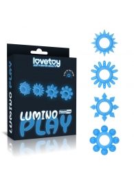 Набор из 4 голубых, светящихся в темноте эрекционных колец Lumino Play - Lovetoy - в Йошкар-Оле купить с доставкой