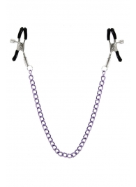 Зажимы для сосков с фиолетовой цепочкой Sweet Caress Nipple Chain - Sweet Caress - купить с доставкой в Йошкар-Оле