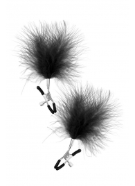 Зажимы на соски с черными пуховыми кисточками Sweet Caress Feather Nipple Clumps - Sweet Caress - купить с доставкой в Йошкар-Оле