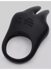 Черное эрекционное виброкольцо Sensation Rechargeable Vibrating Rabbit Love Ring - Fifty Shades of Grey - в Йошкар-Оле купить с доставкой