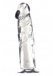 Прозрачный фаллоимитатор с фигурками на поверхности - 21,6 см. - Dream Toys