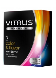 Цветные ароматизированные презервативы VITALIS PREMIUM color   flavor - 3 шт. - Vitalis - купить с доставкой в Йошкар-Оле