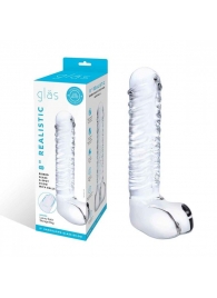 Прозрачный фаллоимитатор 8  Realistic Ribbed Glass Dildo - 20,3 см. - Glas