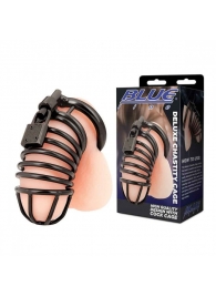 Черная металлическая клетка с замком Deluxe Chastity Cage - BlueLine - купить с доставкой в Йошкар-Оле