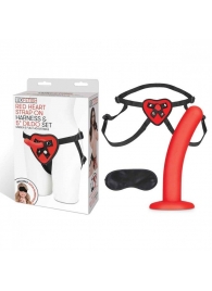 Красный поясной фаллоимитатор Red Heart Strap on Harness   5in Dildo Set - 12,25 см. - Lux Fetish - купить с доставкой в Йошкар-Оле