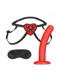 Красный поясной фаллоимитатор Red Heart Strap on Harness   5in Dildo Set - 12,25 см. - Lux Fetish - купить с доставкой в Йошкар-Оле