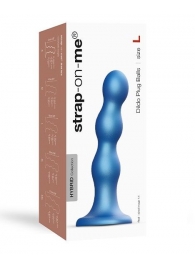 Голубая насадка Strap-On-Me Dildo Plug Balls size L - Strap-on-me - купить с доставкой в Йошкар-Оле