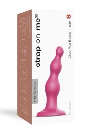 Розовая насадка Strap-On-Me Dildo Plug Beads size S - Strap-on-me - купить с доставкой в Йошкар-Оле