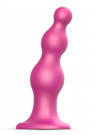 Розовая насадка Strap-On-Me Dildo Plug Beads size L - Strap-on-me - купить с доставкой в Йошкар-Оле