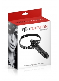 Черный кляп-фаллоимитатор Double Penis Gag - Fetish Tentation - купить с доставкой в Йошкар-Оле