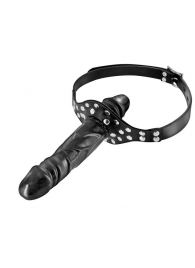 Черный кляп-фаллоимитатор Double Penis Gag - Fetish Tentation - купить с доставкой в Йошкар-Оле