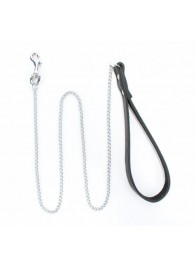 Металлический поводок с кожаной ручкой - БДСМ Арсенал - купить с доставкой в Йошкар-Оле