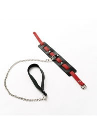 Черный ошейник с красным ремешком и поводком - Crazy Handmade - купить с доставкой в Йошкар-Оле