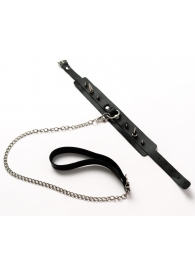 Черный ошейник с шипами и поводком - Crazy Handmade - купить с доставкой в Йошкар-Оле