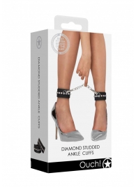 Черные поножи Diamond Studded Ankle Cuffs - Shots Media BV - купить с доставкой в Йошкар-Оле