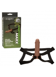 Коричневый фаллопротез Life-Like Extension with Harness - 17,75 см. - California Exotic Novelties - купить с доставкой в Йошкар-Оле