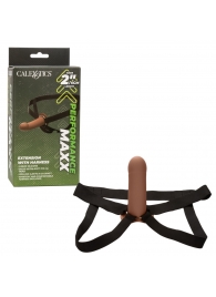 Коричневый фаллопротез из силикона Extension with Harness - 15,75 см. - California Exotic Novelties - купить с доставкой в Йошкар-Оле