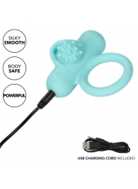 Аквамариновое эрекционное виброкольцо Silicone Rechargeable Nubby Lover’s Delight - California Exotic Novelties - в Йошкар-Оле купить с доставкой