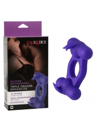 Фиолетовое эрекционное виброкольцо с двумя моторами Silicone Rechargeable Triple Orgasm Enhancer - California Exotic Novelties - в Йошкар-Оле купить с доставкой