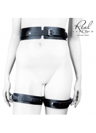 Черный кожаный пояс с гартерами - S-M - Notabu - купить с доставкой в Йошкар-Оле