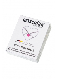 Ультрапрочные презервативы Masculan Ultra Safe Black - 3 шт. - Masculan - купить с доставкой в Йошкар-Оле