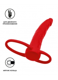 Красная насадка на пенис для двойного проникновения Black Red - 16,5 см. - ToyFa - купить с доставкой в Йошкар-Оле