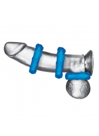 Комплект из трех голубых эрекционных колец 3-Pack Ribbed Rider Cock Ring Set - BlueLine - в Йошкар-Оле купить с доставкой