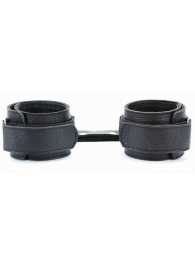 Черные кожаные оковы на липучке - БДСМ Арсенал - купить с доставкой в Йошкар-Оле