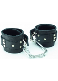 Черные кожаные оковы на липучке - БДСМ Арсенал - купить с доставкой в Йошкар-Оле