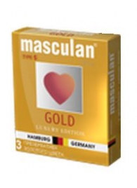 Презервативы Masculan Ultra Gold с золотым напылением и ароматом ванили - 3 шт. - Masculan - купить с доставкой в Йошкар-Оле