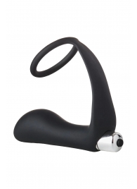Черное эрекционное кольцо с вибропробкой Vibrating Anal Plug With Cockring - Dream Toys - в Йошкар-Оле купить с доставкой