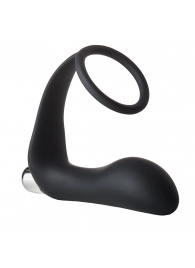 Черное эрекционное кольцо с вибропробкой Vibrating Anal Plug With Cockring - Dream Toys - в Йошкар-Оле купить с доставкой