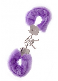 Фиолетовые меховые наручники METAL HANDCUFF WITH PLUSH LAVENDER - Dream Toys - купить с доставкой в Йошкар-Оле