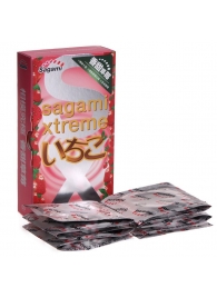 Презервативы Sagami Xtreme Strawberry c ароматом клубники - 10 шт. - Sagami - купить с доставкой в Йошкар-Оле