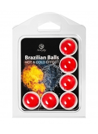 Набор из 6 шариков с массажным маслом Brazilian Balls с охлаждающим и разогревающим эффектом - Secret Play - купить с доставкой в Йошкар-Оле