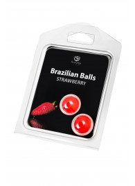 Набор из 2 шариков с массажным маслом Brazilian Balls с ароматом клубники - Secret Play - купить с доставкой в Йошкар-Оле