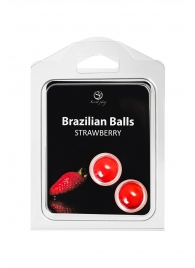 Набор из 2 шариков с массажным маслом Brazilian Balls с ароматом клубники - Secret Play - купить с доставкой в Йошкар-Оле