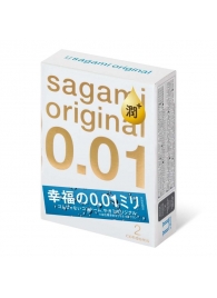 Увлажнённые презервативы Sagami Original 0.01 Extra Lub - 2 шт. - Sagami - купить с доставкой в Йошкар-Оле