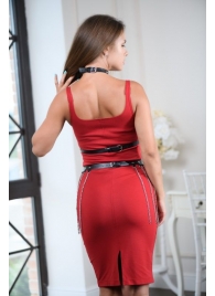 Черно-серебристая портупея-юбка plus size с цепочками - БДСМ Арсенал - купить с доставкой в Йошкар-Оле