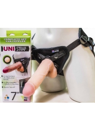 Страпон-унисекс с двумя насадками UNI strap 7  Harness - 19 и 16 см. - LOVETOY (А-Полимер) - купить с доставкой в Йошкар-Оле