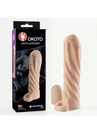 Телесная насадка-удлинитель Okoto со спиралевидным рельефом - 16 см. - Sitabella - в Йошкар-Оле купить с доставкой