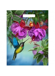 Пакет с принтом в виде колибри в цветах с вырубной ручкой (31х40 см) - Сима-Ленд - купить с доставкой в Йошкар-Оле