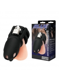 Черная клетка для пениса Silicone Small 2 in Cock Cage With Ball Divider - BlueLine - купить с доставкой в Йошкар-Оле