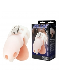 Белая клетка для пениса Silicone Small 2 in Cock Cage With Ball Divider - BlueLine - купить с доставкой в Йошкар-Оле