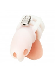 Белая клетка для пениса Silicone Small 2 in Cock Cage With Ball Divider - BlueLine - купить с доставкой в Йошкар-Оле